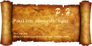 Paulics Honorátusz névjegykártya